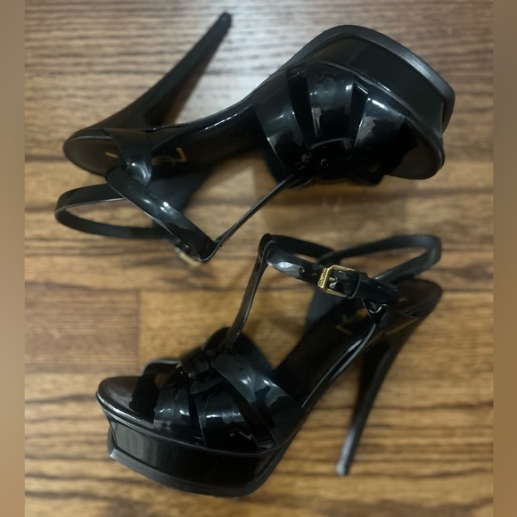 Saint Laurent Tribute T-Strap Platform Sandal - Picture 12 of 13